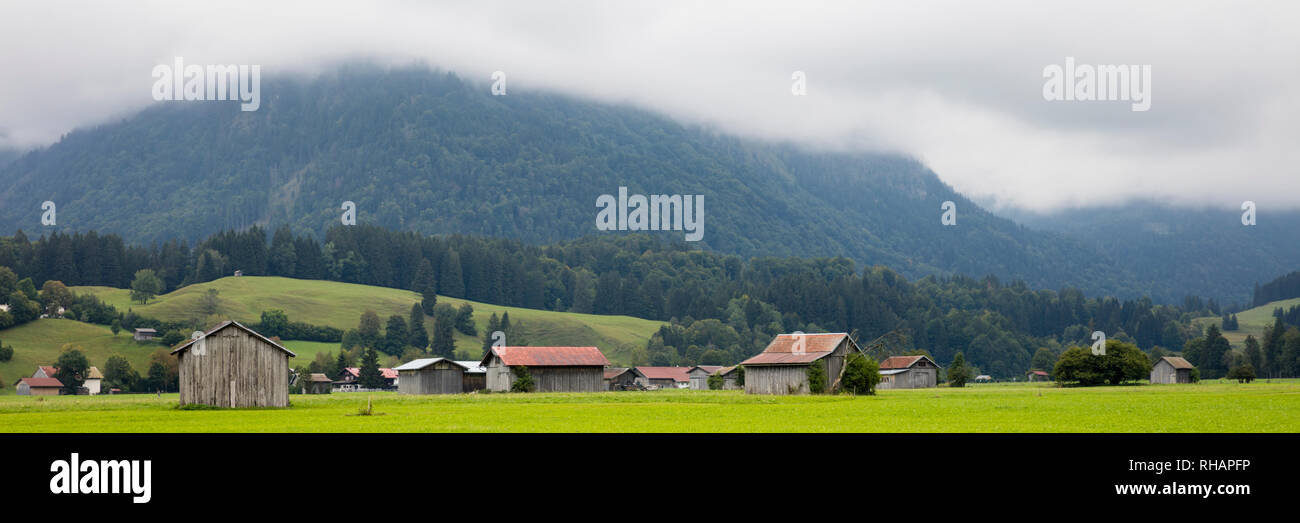 Blick auf die Stadt von Oberstdorf, Allgäuer Alpen, Allgäu, Bayern, Deutschland, Europa Stockfoto