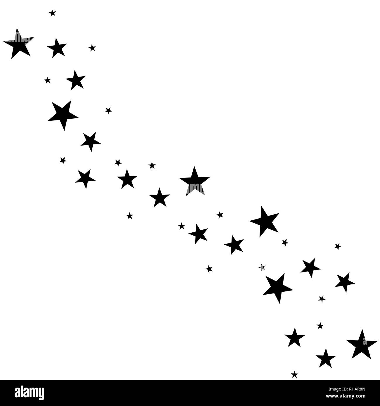 Falling Star. Cloud der Sterne auf weißem Hintergrund. Vector Illustration Stock Vektor