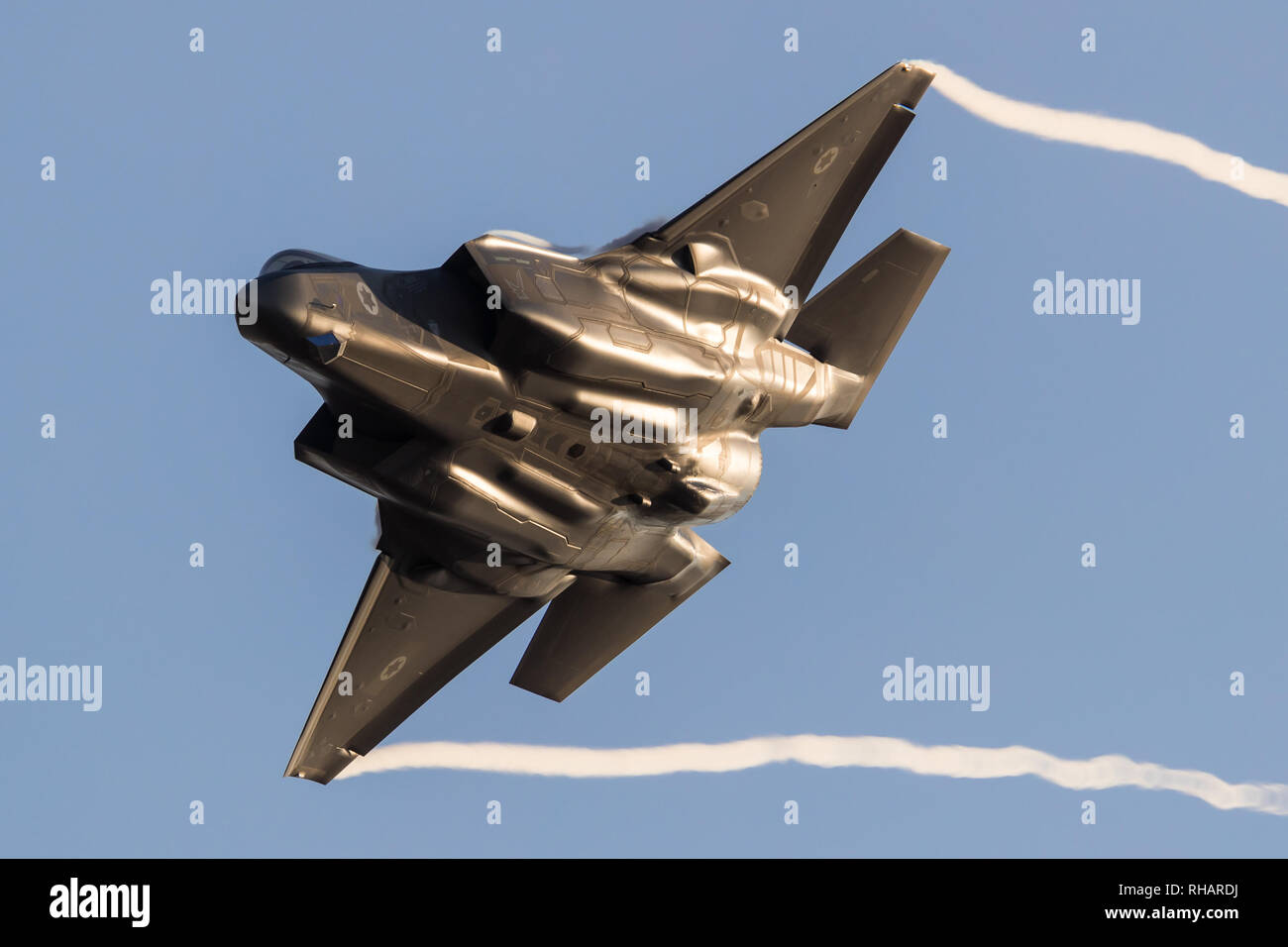 Israelische Luftwaffe F-35 Stealth Fighter Jet fliegen während einer Flugschau in der Nähe von beersheva Hatzerim, Israel Stockfoto