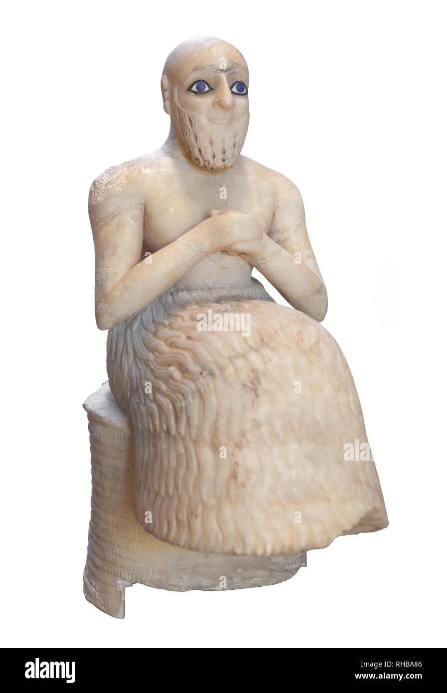 Die Statue von Ebih-Il. Statue der betenden Abbildung von Ebih-Il, Betriebsleiter der antiken Stadt - Zustand von Mari im östlichen Syrien. Stockfoto