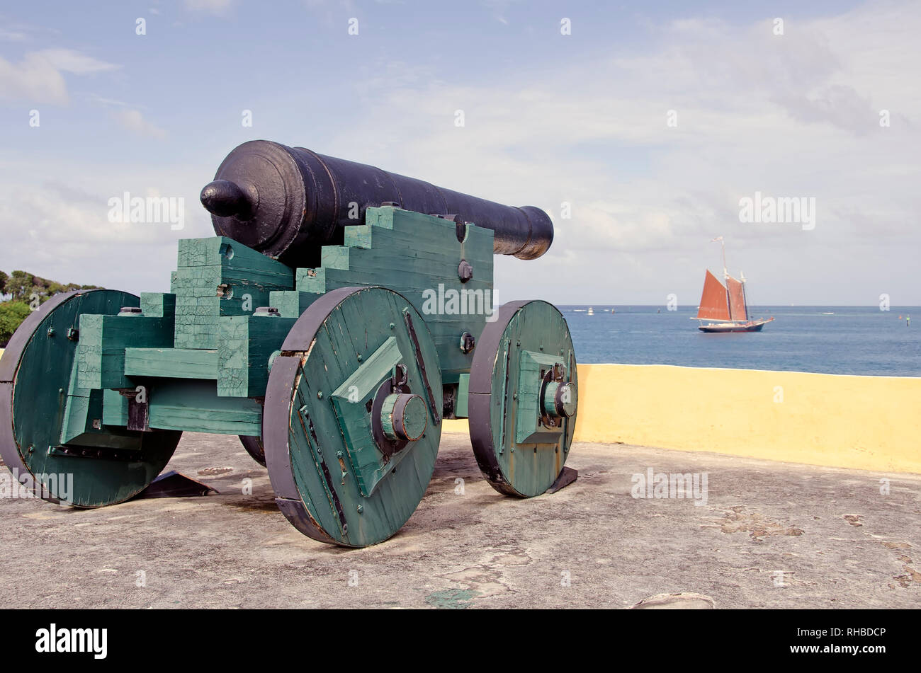 Kanone bei Fort Christiansvaern in der Denkmalliste, Saint Croix, United States Virgin Islands Stockfoto