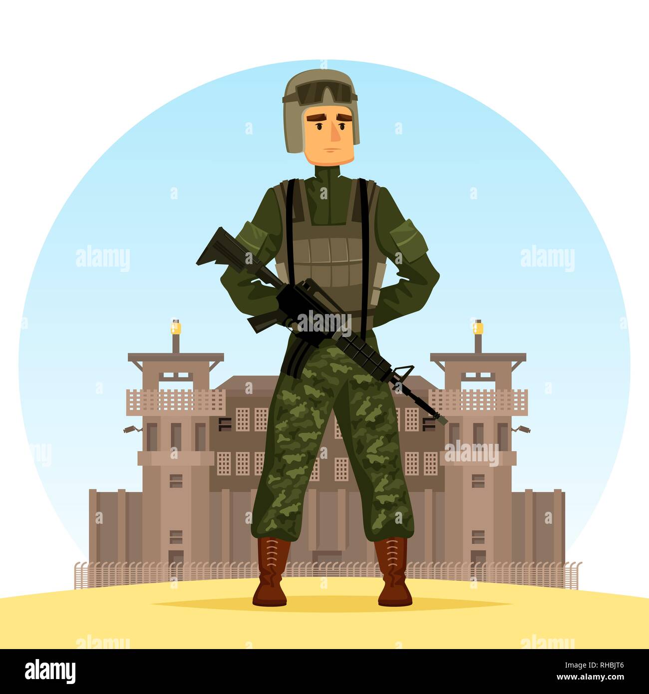 Armee Soldat mit Gewehr m16 Stock Vektor