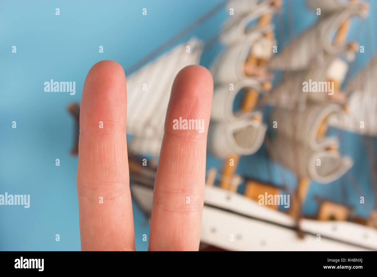 Finger als piratenschiff Crew. Konzept Bild Stockfoto