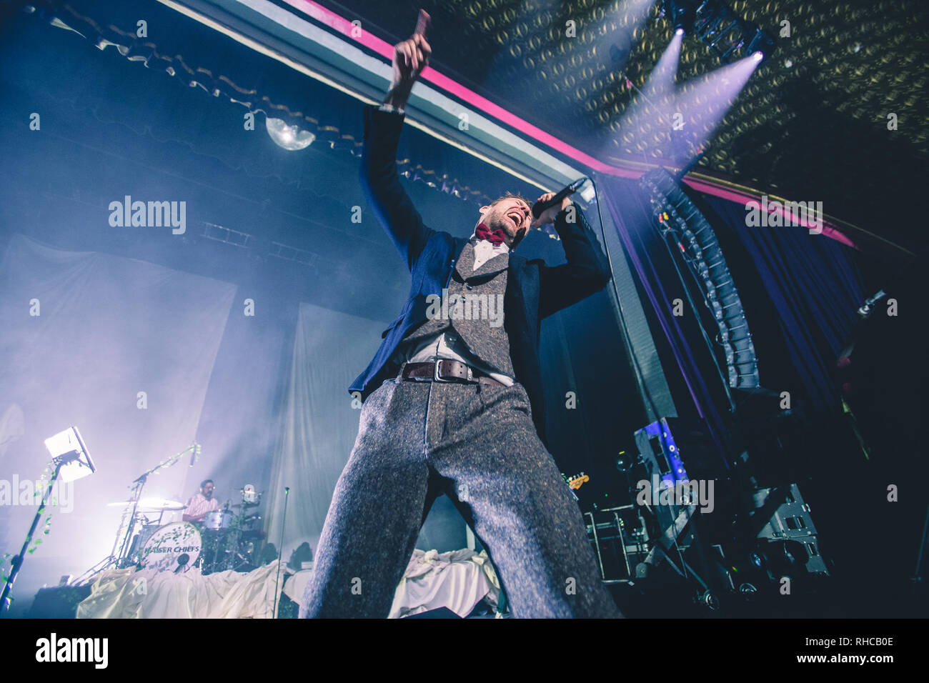 Manchester, Großbritannien. 1 Feb, 2019. Ricky Wilson, Andrew White, Simon Rix, Nick Baines und Vijay Mistry der britischen pop-rock Band, die Kaiser Chiefs, die in der Manchester Apollo auf ihrer UK-Tour 2019 Credit: Myles Wright/ZUMA Draht/Alamy leben Nachrichten Stockfoto