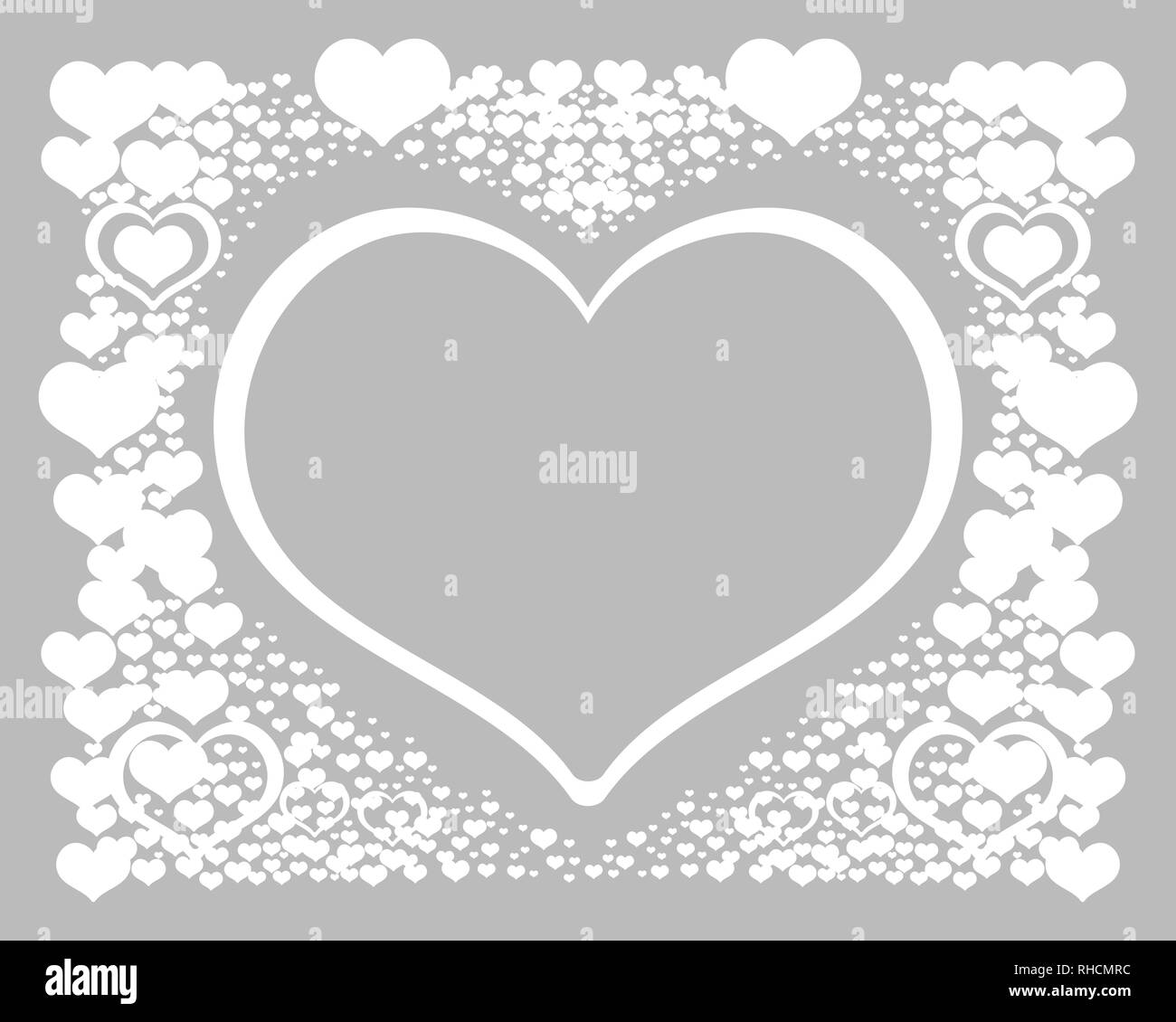 Zusammenfassung Hintergrund mit Herzen. Vector Illustration romantischen Rahmen. Valentines Banner mit weißen Herzen auf grauem Hintergrund. Vektor Postkarte für celeb Stock Vektor