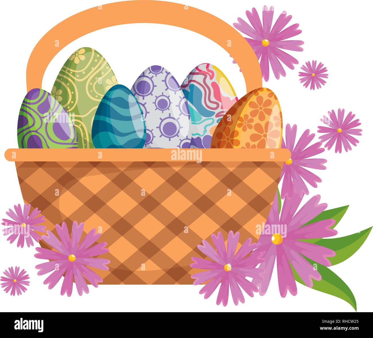 Eier mit Blumen bemalten Ostern Symbol Stock Vektor