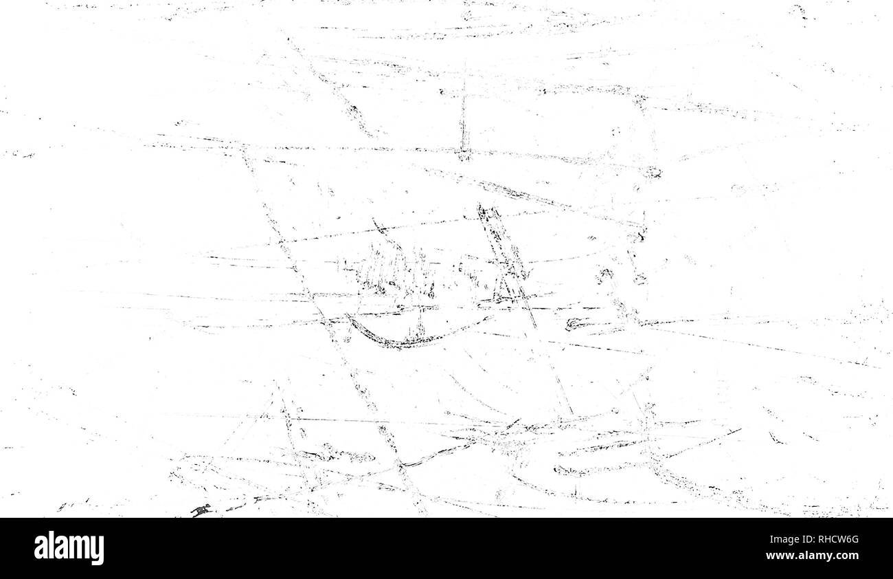 Weiße Textur von Kratzern, Späne, Abrieb, Schmutz auf der alten Oberfläche. Auf Hintergrund Platz für Text isoliert Stockfoto