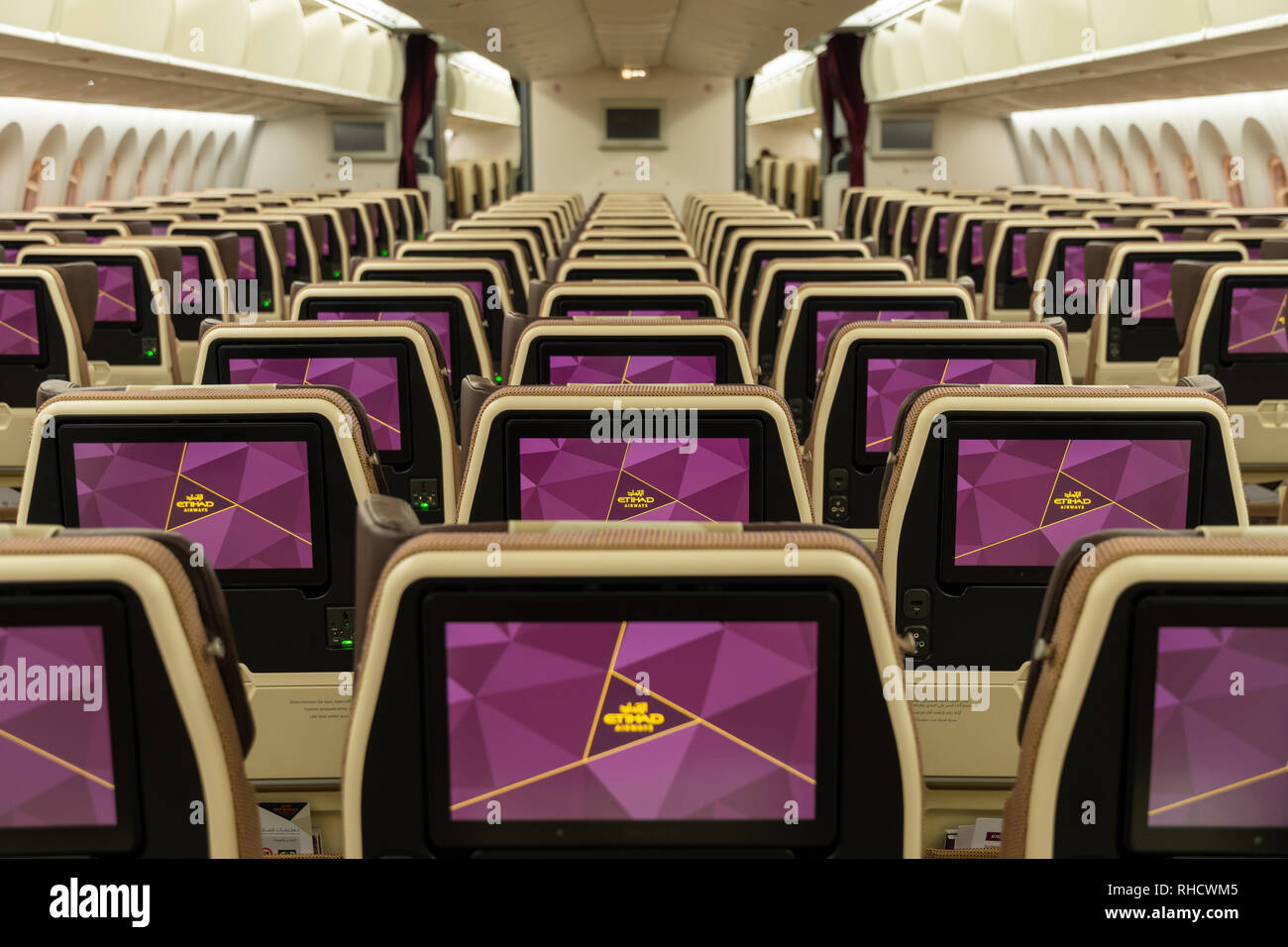 Leere Innenraum Eines Etihad Airways Boeing 787 Dreamliner