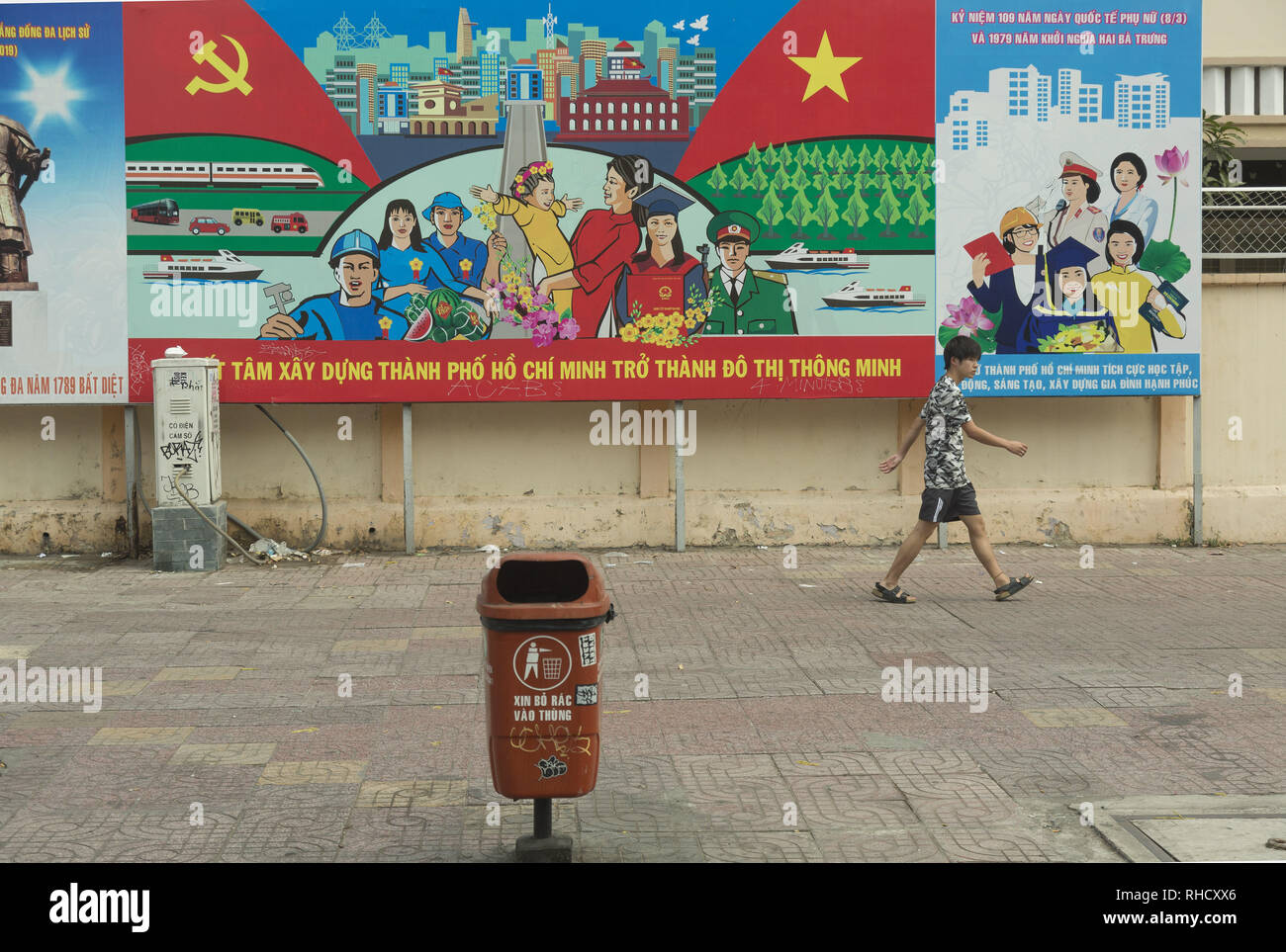 Politische Propaganda in Vietnam. Stockfoto