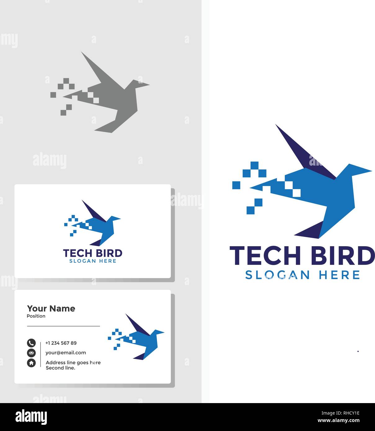 Bird logo Vorlage mit Business Card Design Vector Stock Vektor