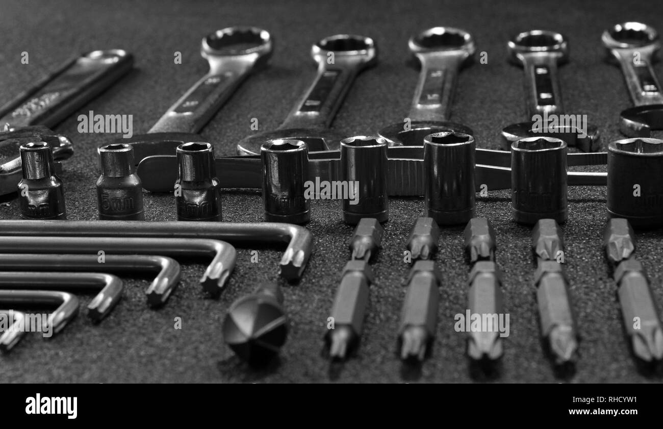 Hardware Handwerkzeuge In Auftrag Gelegt Close Up Stockfoto