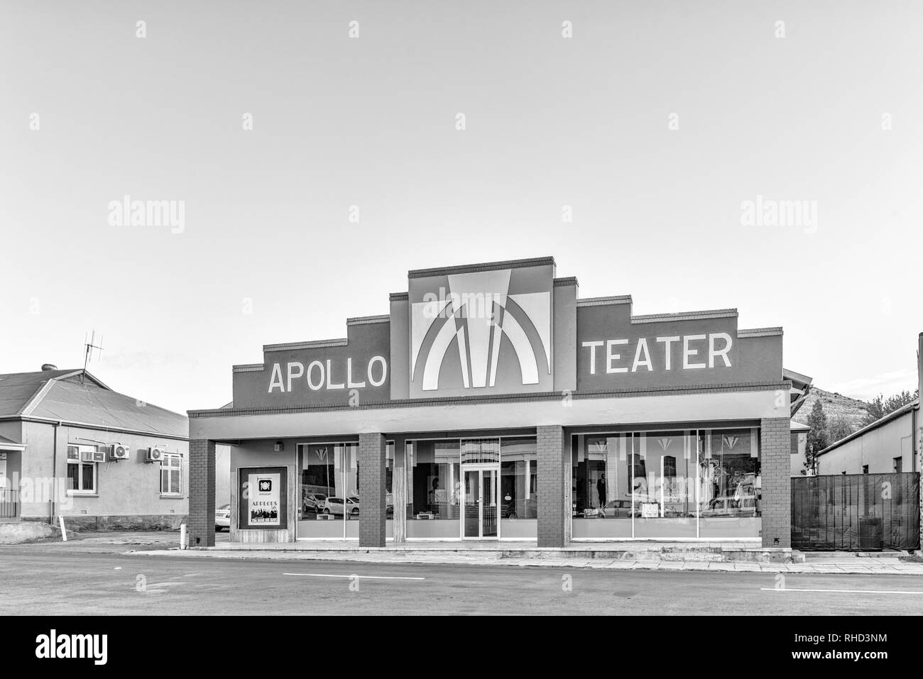 VICTORIA WEST, SÜDAFRIKA, 7. August 2018: Das historische Art déco-Apollo Theater und Restaurant in Victoria West in der Northern Cape Provinz. Monoc Stockfoto