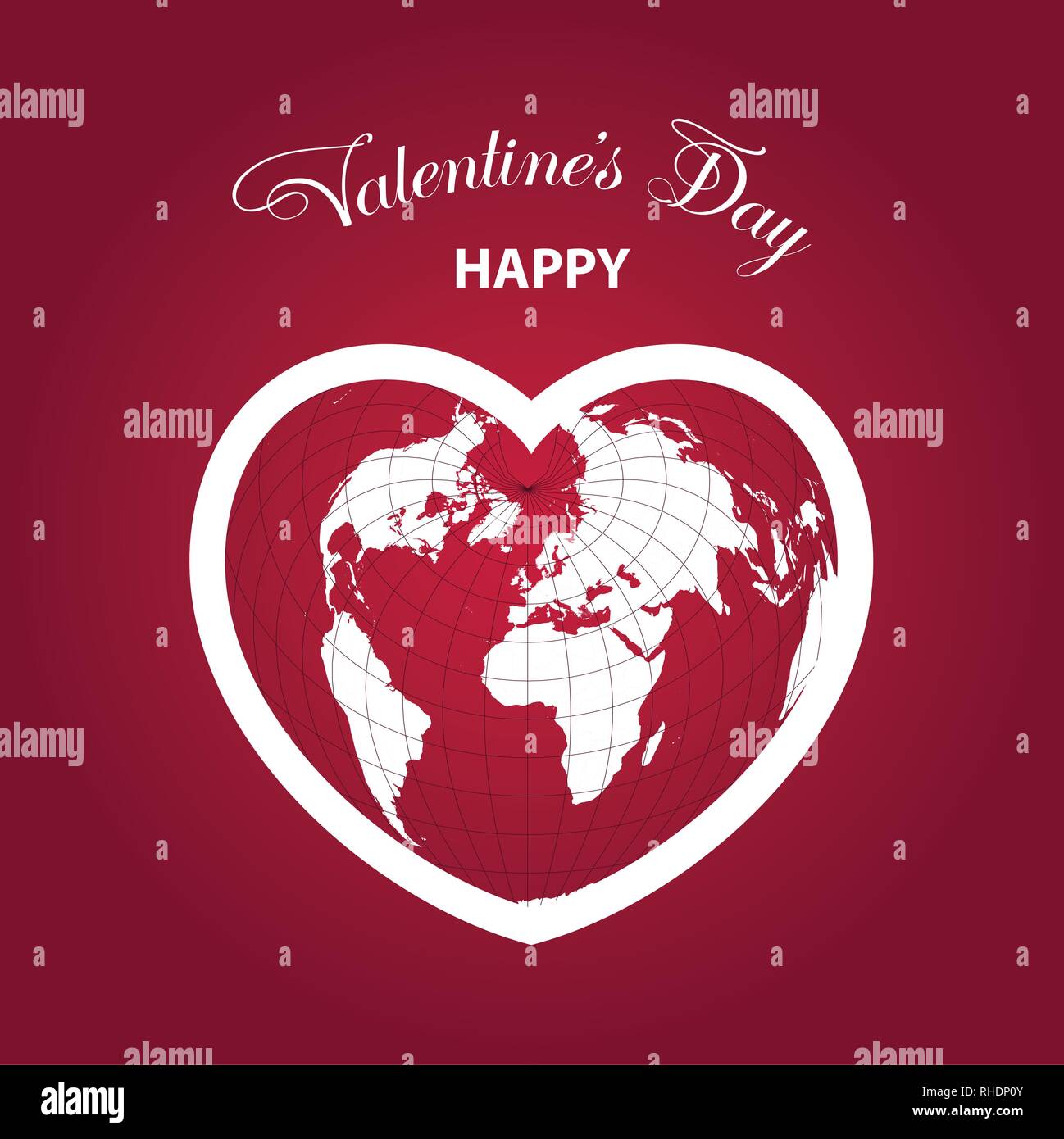 World Globe mit Herzen. Valentines Tag Stock Vektor