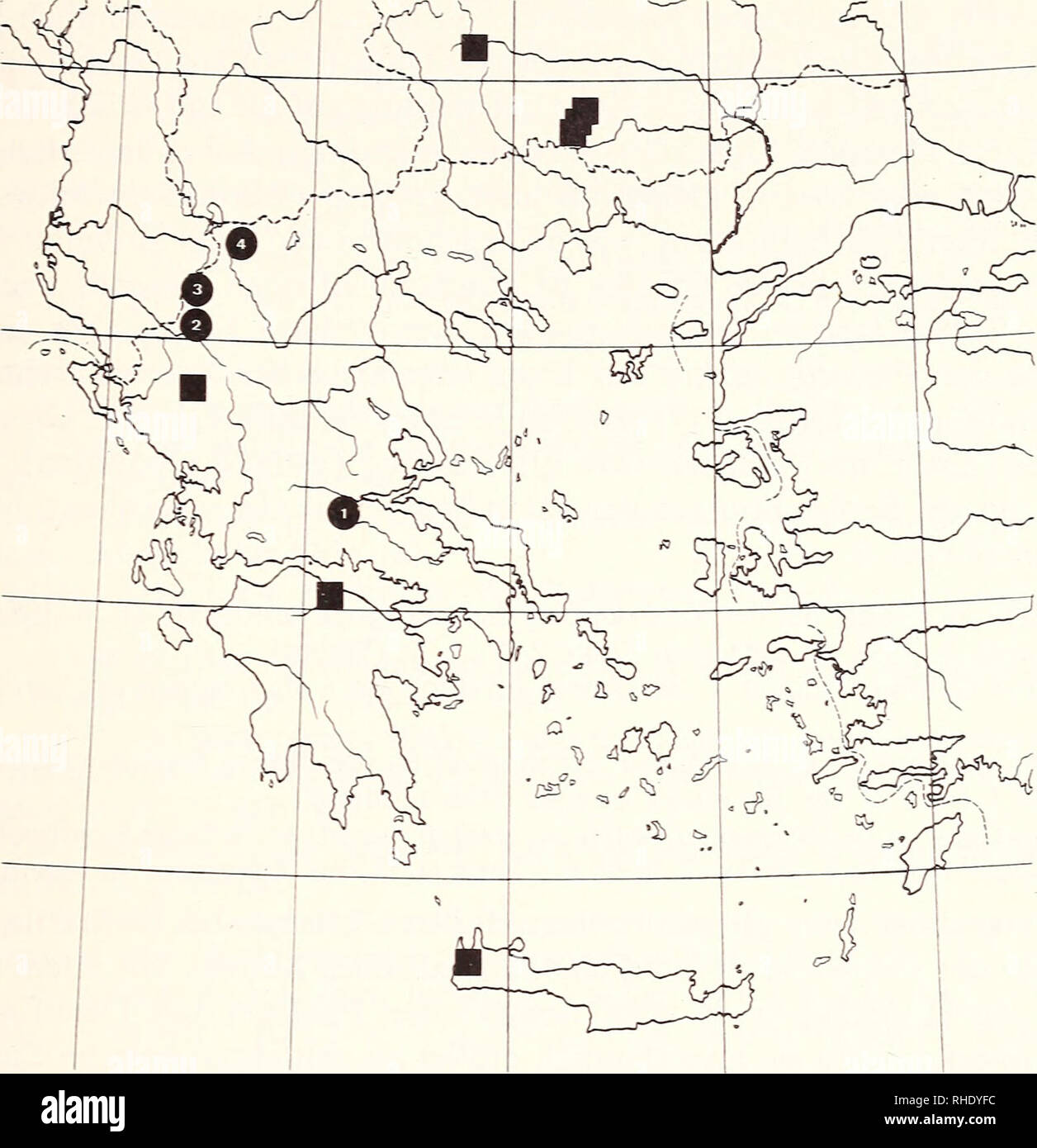 . Bonner zoologische Beiträge: Herausgeber: Zoologisches Forschungsinstitut und Museum Alexander Koenig, Bonn. Biologie; Zoologie. Fledermäuse in Spanien 19. Abb. 8: fundpunkte von Plecotus auritus in Spanien. Kreise: eigene Fundpunkte, Nume-rierung s. Text; Quadratische: Fundpunkte aus der Literatur. Da Barbastella eine schwer zu beobachtende Kunst ist, dürfte sie in Spanien weiter verbreitet sein, als This zwei ersten Funde in der Landschaft Fthiotis vermuten lassen. Im jugoslawischen Makedonien wurde die Kunst bei Demir Kapija, nicht allzu weit nördlich der griechischen Grenze, von Stockfoto