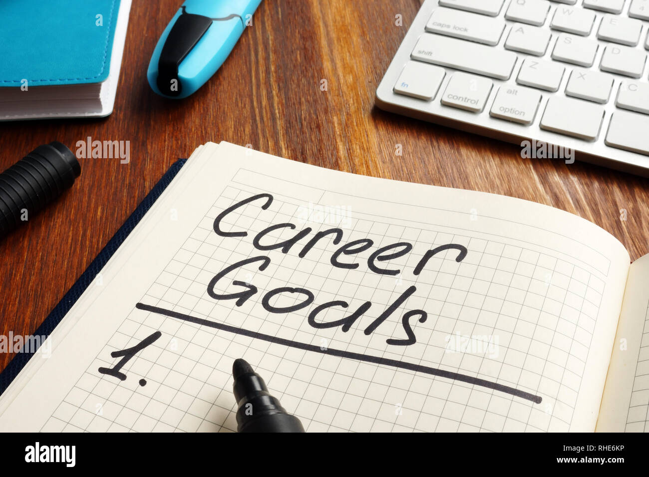 Karriere Ziele handschriftlich auf einer Seite. Stockfoto