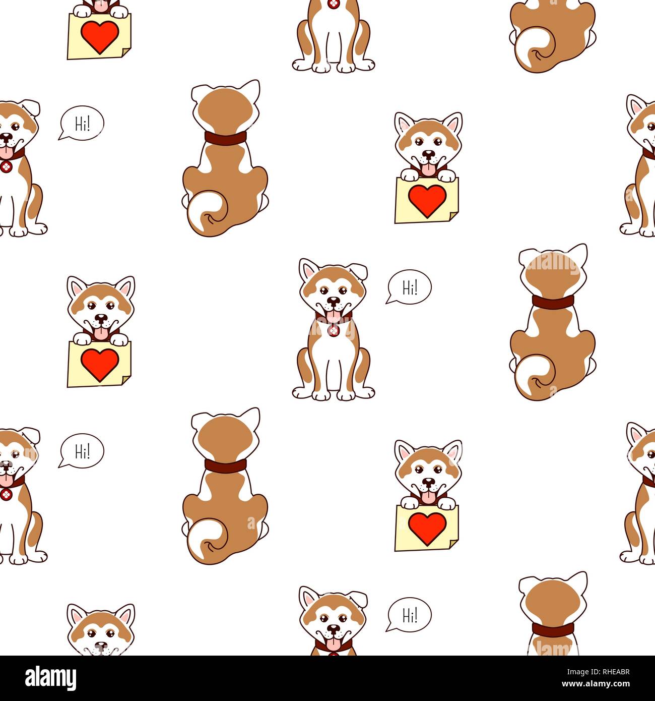 Shiba Inu Hund süße Muster vector Hintergrund. Stock Vektor