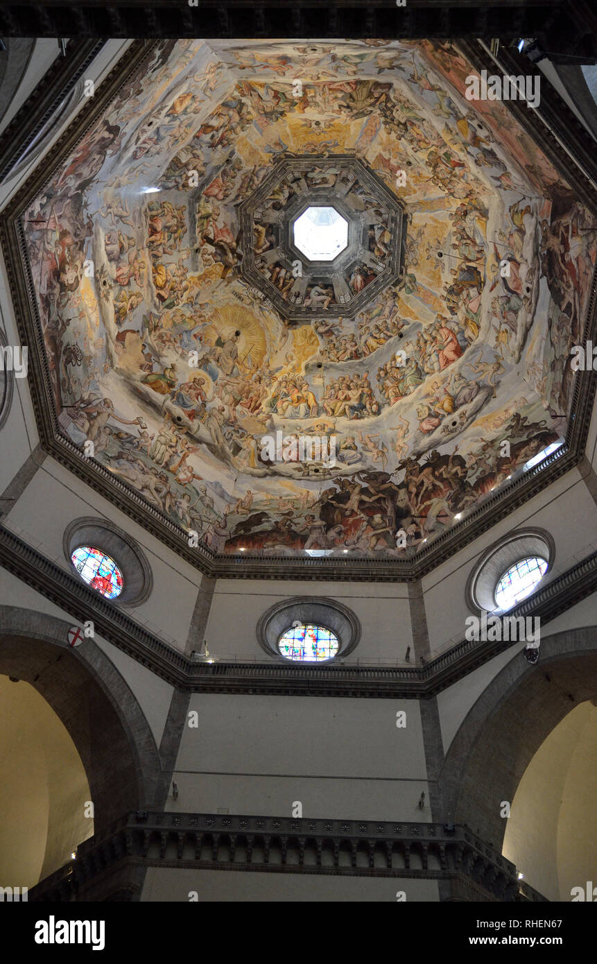 Innenraum der Kuppel der Kathedrale von Florenz, Italien Stockfoto