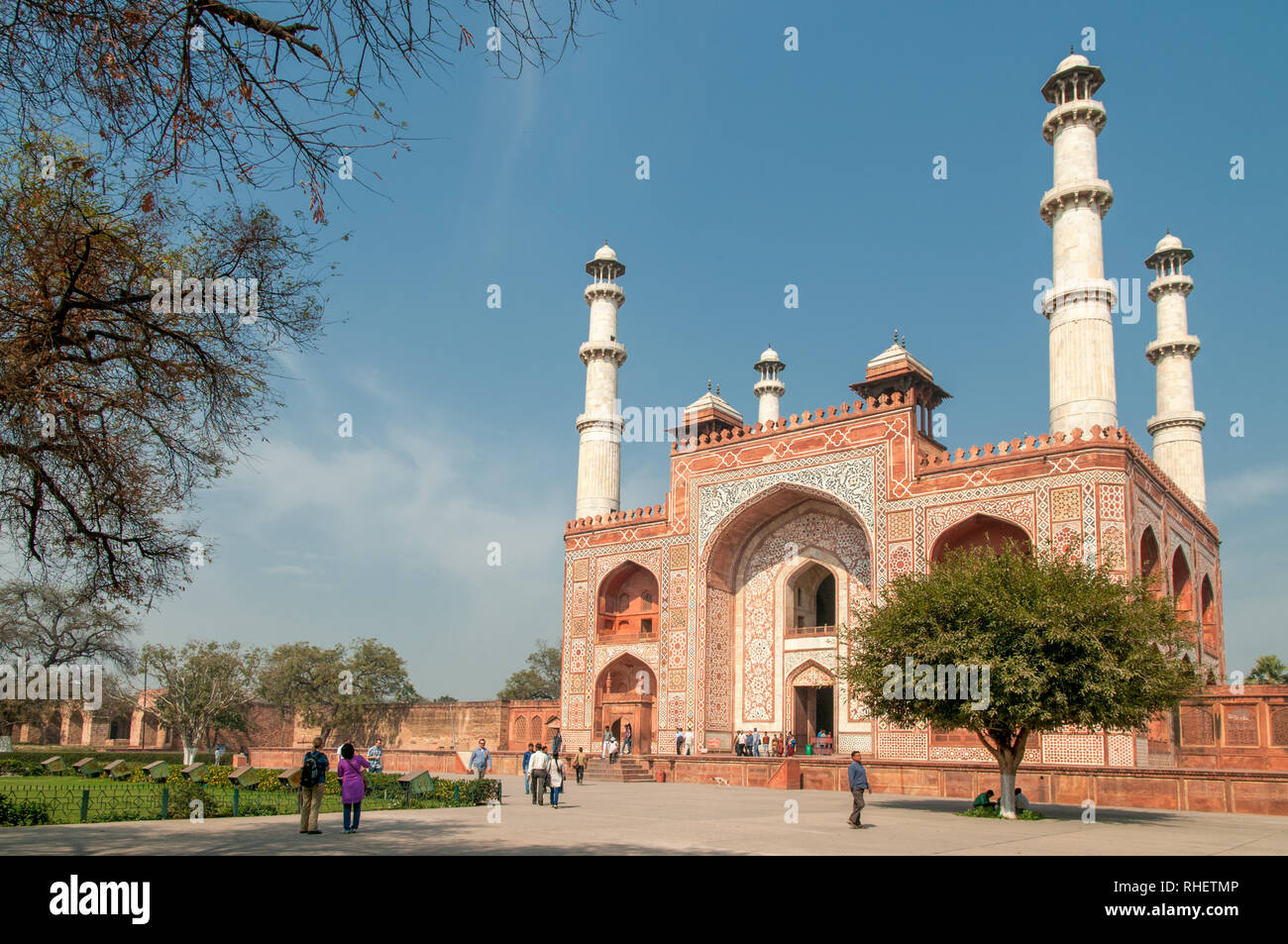 Akbars grab Agra in Sikandra außerhalb abgeschlossen im Jahr 1613. Akbar auch bekannt als Akbar dem Großen, der berühmteste der Moghul-kaiser. Stockfoto