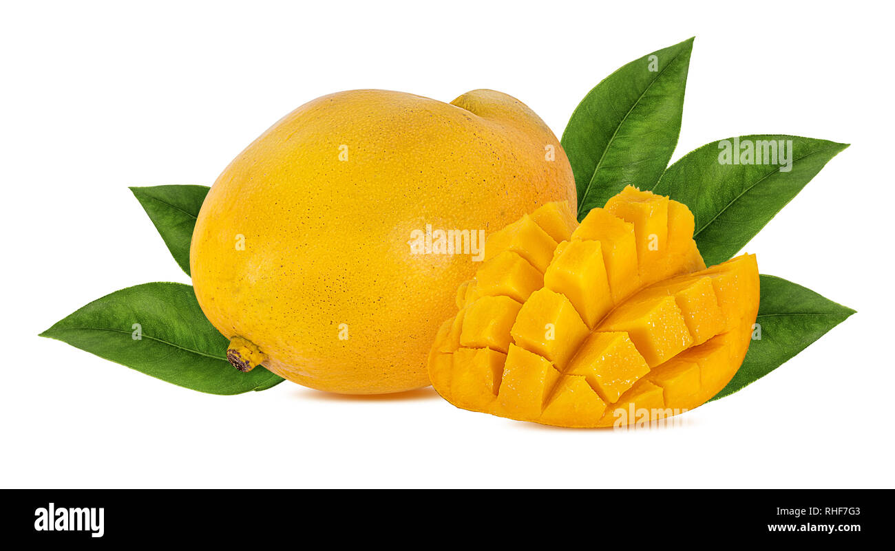 Mango-Frucht isoliert auf weißem Hintergrund Stockfoto