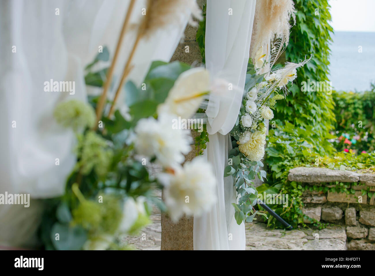 Hochzeit einrichten Stockfoto