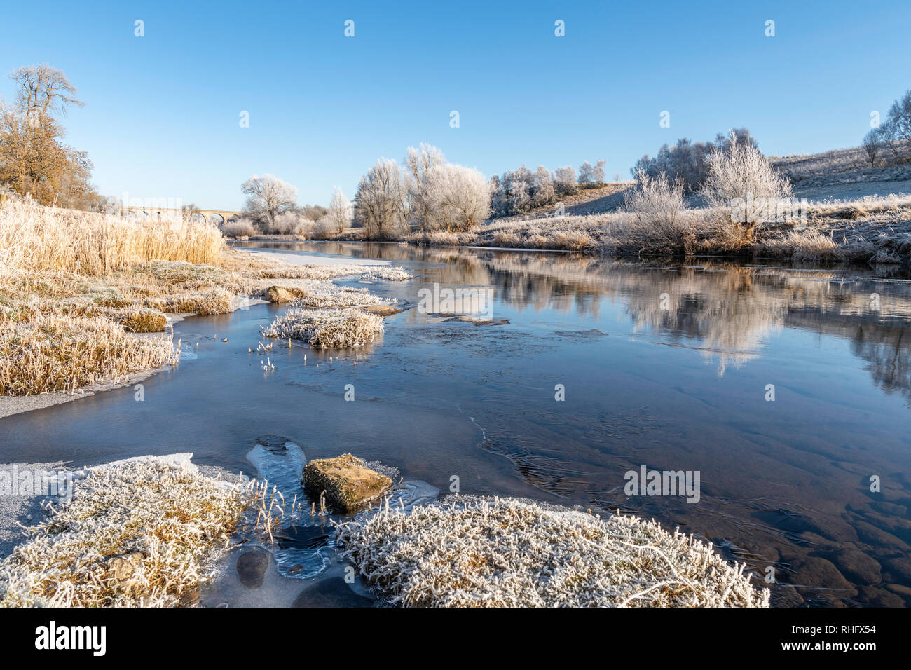 Teviot Fluss an einem frostigen Morgen Stockfoto