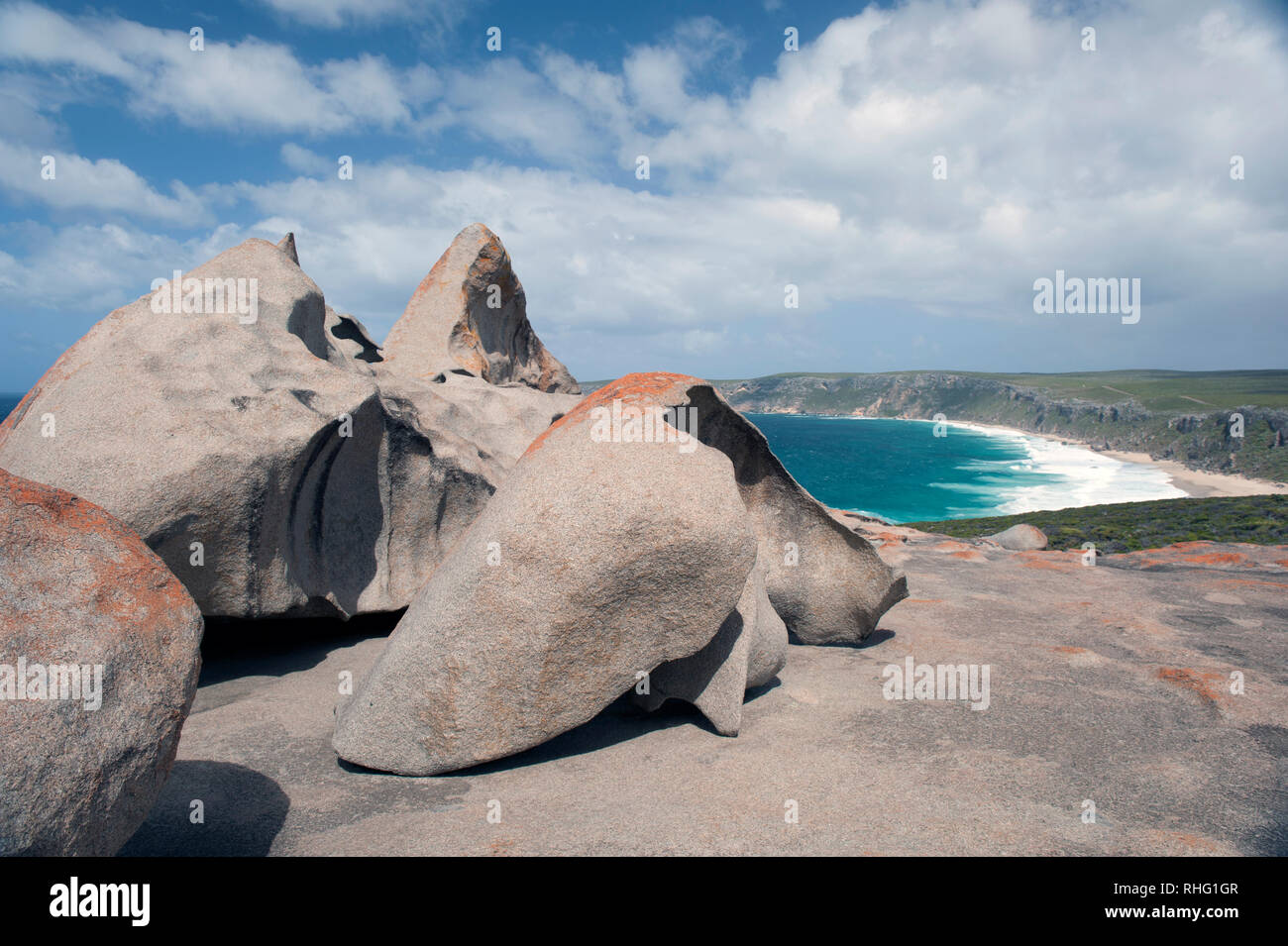 Allgemeine Ansicht der Remarkable Rocks, Kangaroo Island, South Australia, Australien Stockfoto