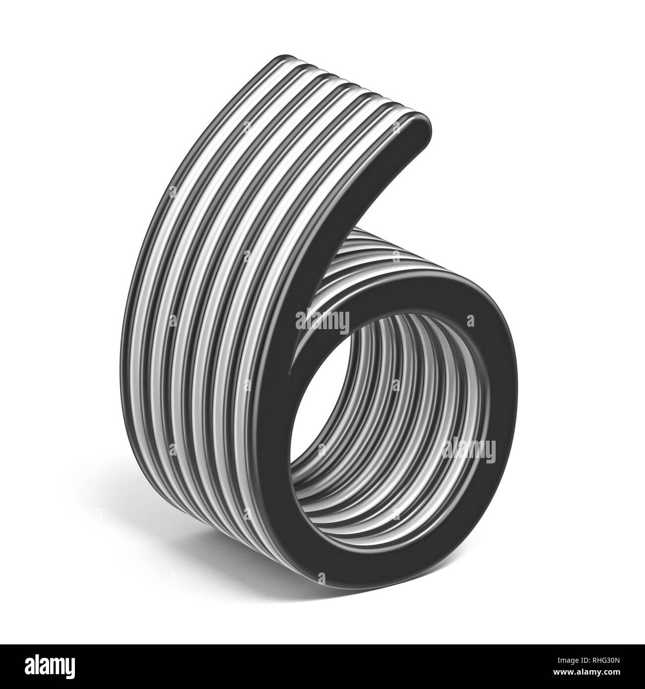 Schwarz und Weiß 2-in-1-Reihe 6 6 3D-Render Abbildung auf weißem Hintergrund Stockfoto