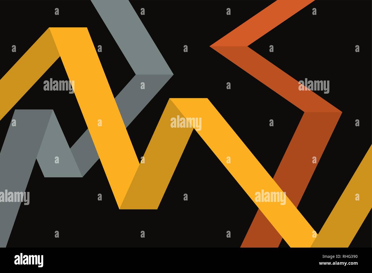 Zusammenfassung Hintergrund Muster Mit Geometrischen Formen Fliessen In Den Dreidimensionalen Raum In Grau Orange Und Gelb Moderne Helle Farbige Ve Stock Vektorgrafik Alamy