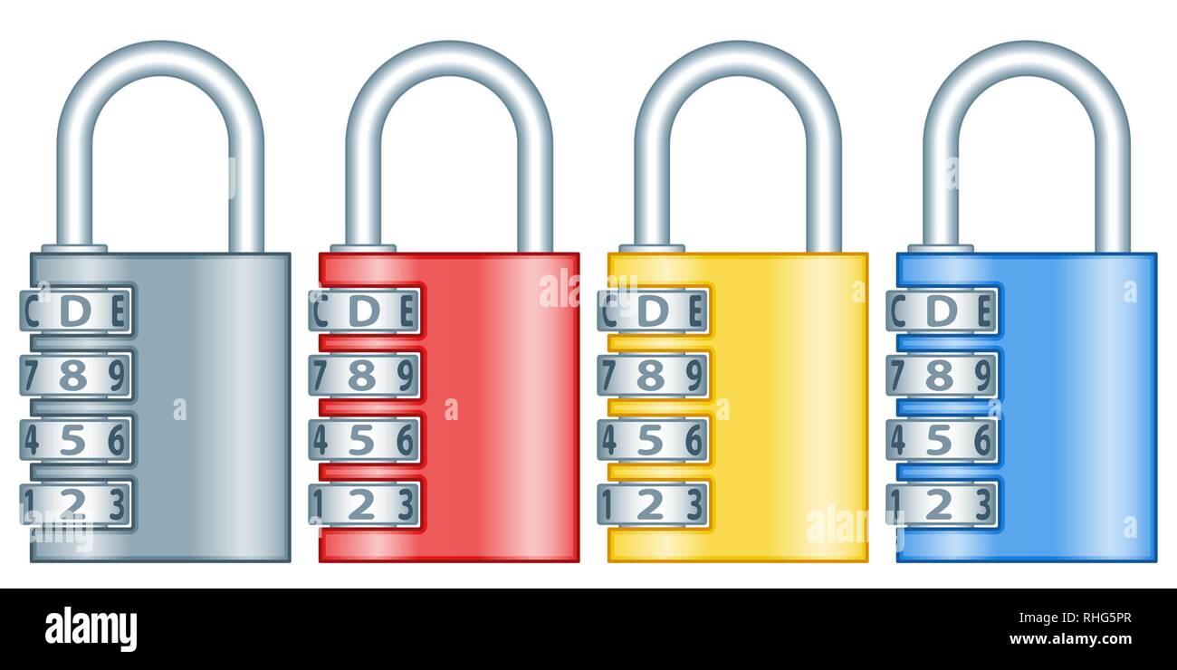 Abbildung: Die Kombination Code Lock gesetzt Stock Vektor