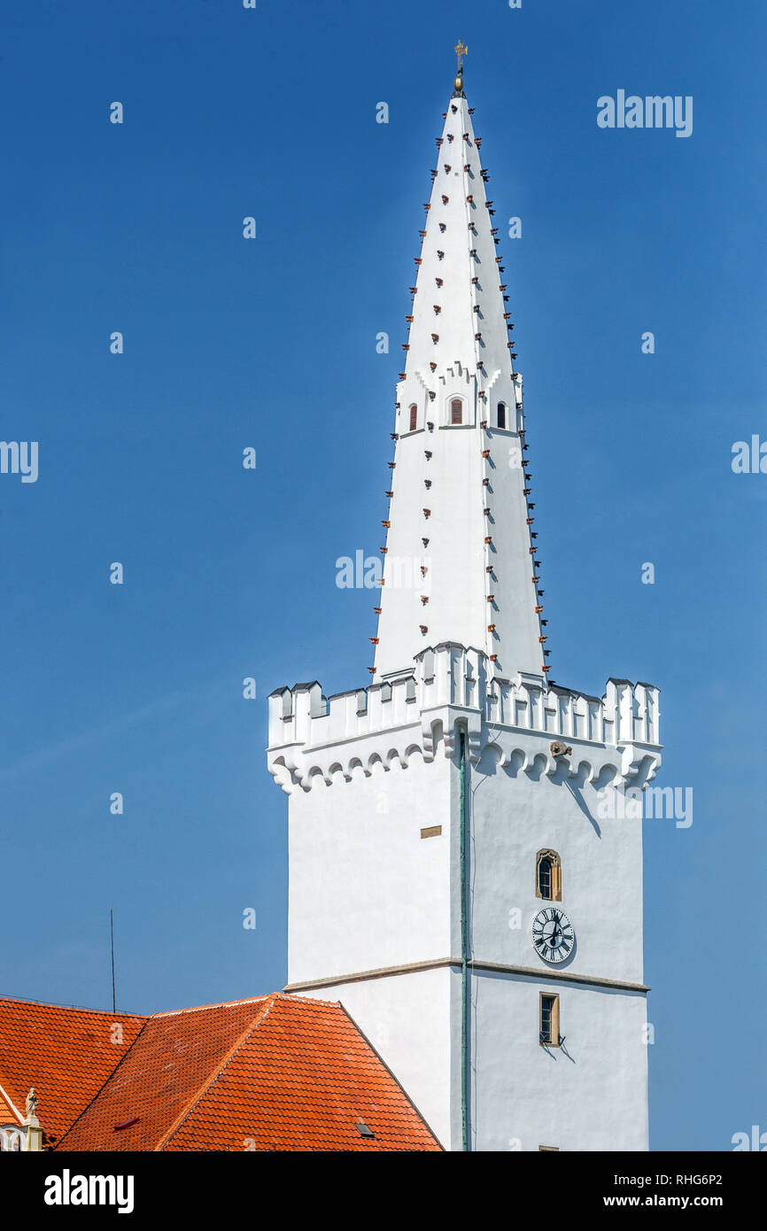 Schöne gotische Rathaus turm Turm Turm, Kadan, Tschechische Republik Stockfoto