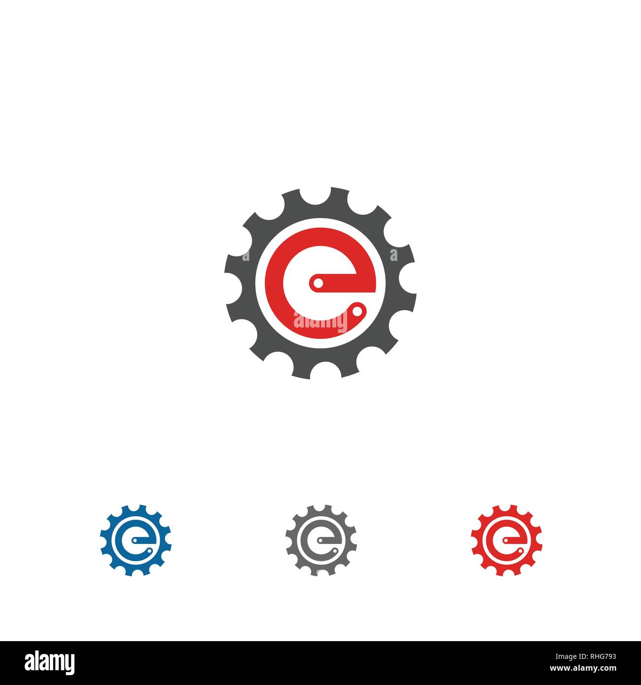 Gang schreiben E-Logo, E erste Motor, Vector Icons. Stock Vektor