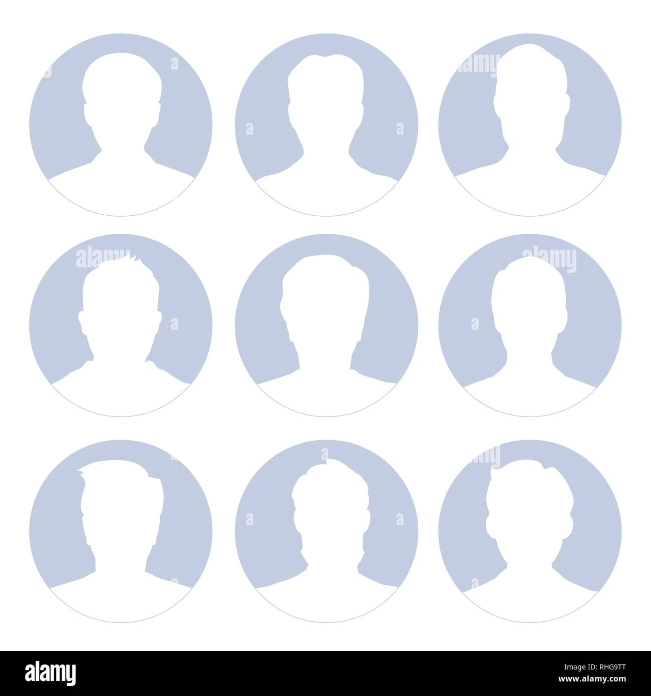 Männliche avatar menschliche Empty Faces Menschen büste Charakter im Kreis Form, flaches Design - Vector Illustration Stock Vektor