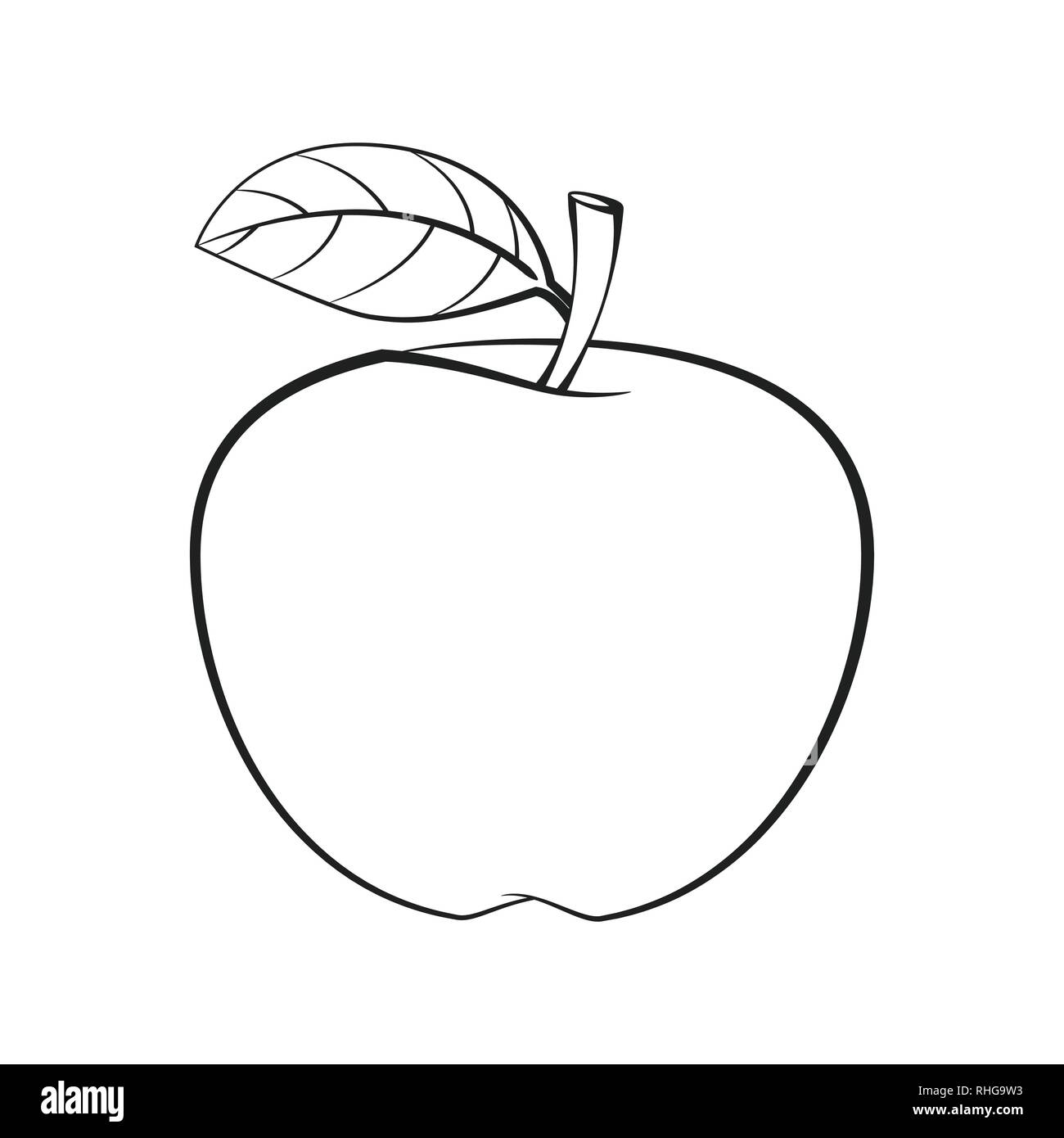 Abbildung: Apfel isoliert auf weißem Hintergrund, gesundes Essen, organische, natürliche Frucht für Malbuch. Hand gezeichnet Vector Illustration Stock Vektor