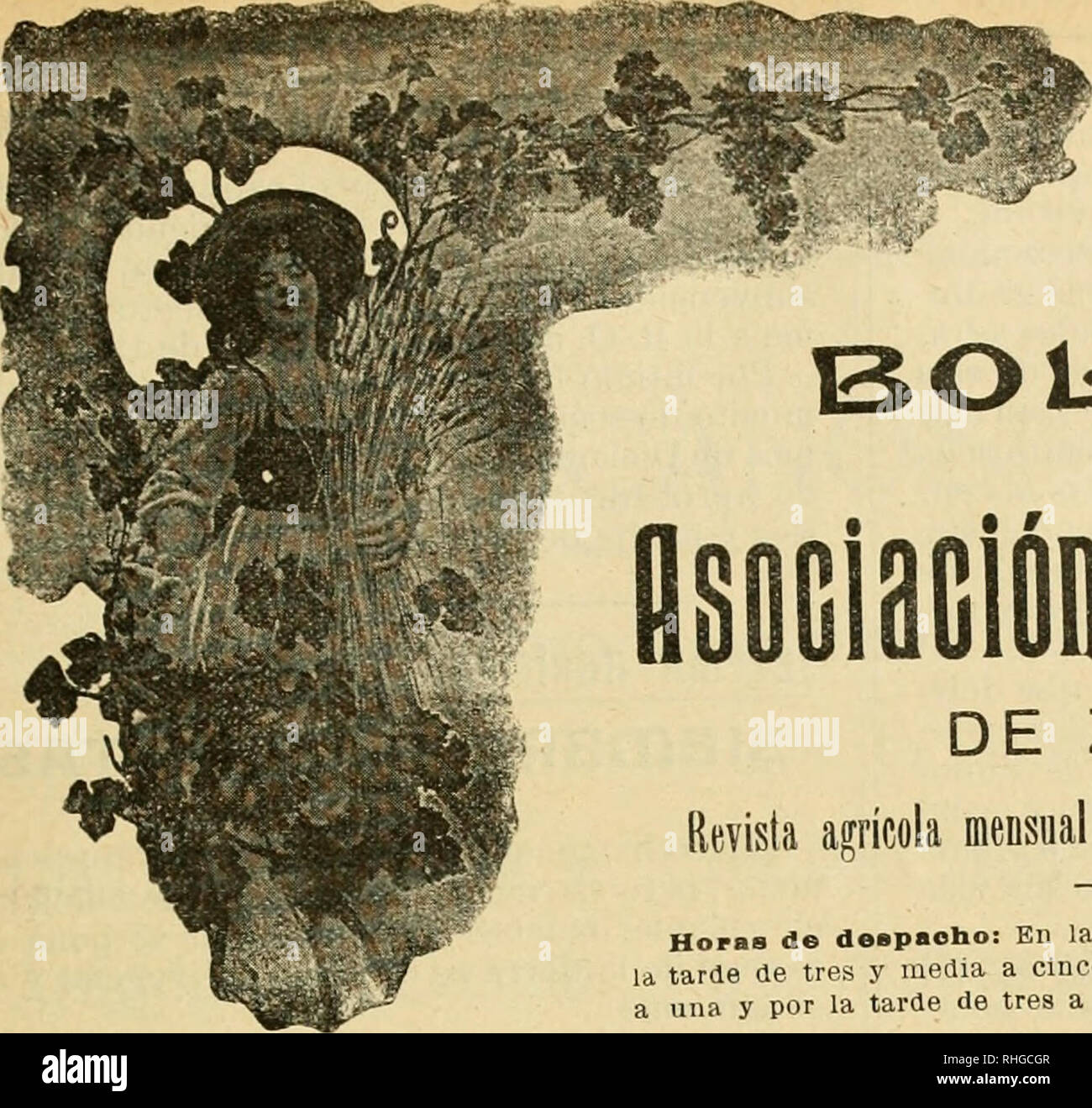 . Boletn de la Asociacin de Labradores de Zaragoza. Landwirtschaft - - Spanien ZARAGOZA. fllSÍO XXII. ? NÚm. 222 (i^BOUETXN DE. - Eine flüOGiaclóii dii Lahiailoiei) DE ZARAGOZA Revista gratuita para todos los señores socios mensual agrícola Horas de despacho: En las Oflolnae, por la nuevea maflaua de una y por la tarde de tres y Media ein Cinco; en los Almaoenos, por la mañana de una y por la tarde de tres ein Cinco siete. No se Abre los Días festivos. Dirii "se Toda la Administración eine Nombre del Sr. Presidente de la Asoolaclón. D&gt; "Nini" Ma/I" Bonop en la £ xDoski6n iUpano' Francesa de Zaragoza Stockfoto