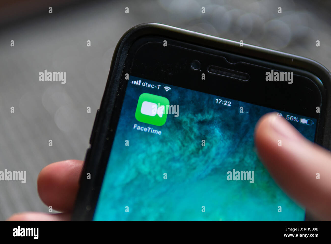 Bangkok, Thailand - Januar 30, 2019: iPhone 7 zeigt den Bildschirm mit FaceTime Anwendungssymbolen. Stockfoto