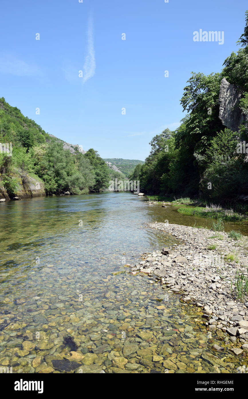 Treska Fluss in Matka Canyon. Skopje, Mazedonien. Stockfoto