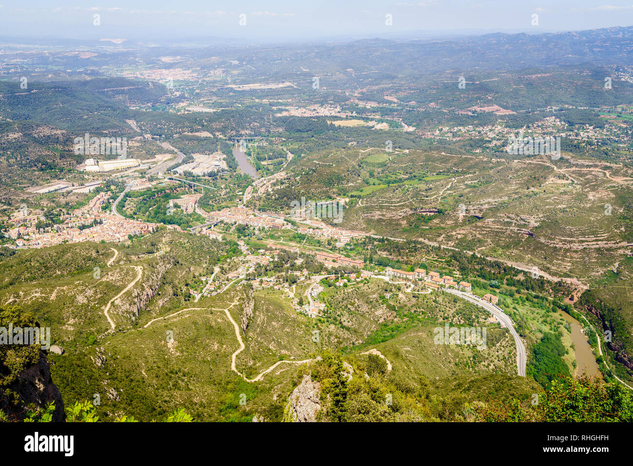 Malerische Aussicht vom Berg Montserrat in Katalonien, Spanien Stockfoto