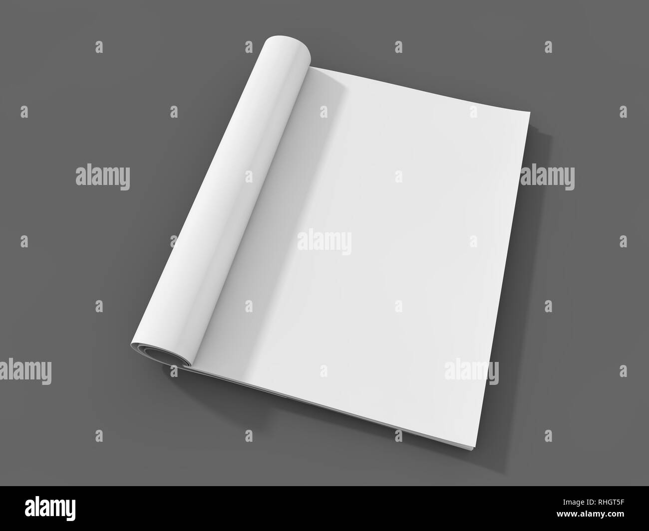Mock-up-Magazin oder Katalog auf den Tisch. Leere Seite oder Notepad für mockups oder Simulationen. 3D-Rendering Stockfoto