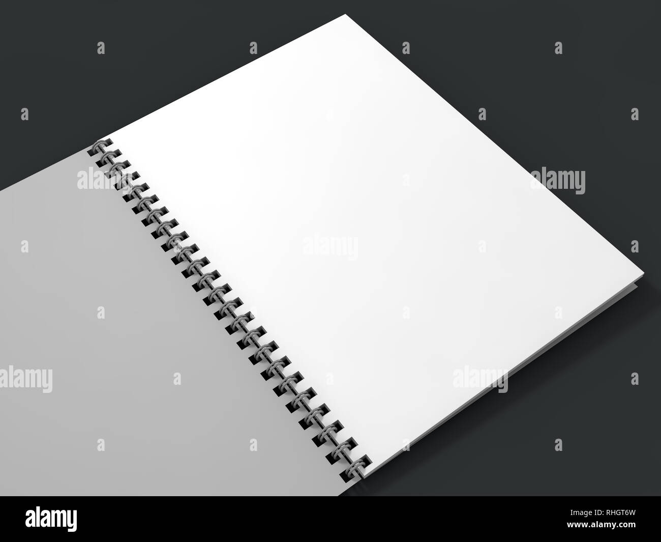Leer notebook auf dunklem Hintergrund. 3D-Rendering Stockfoto