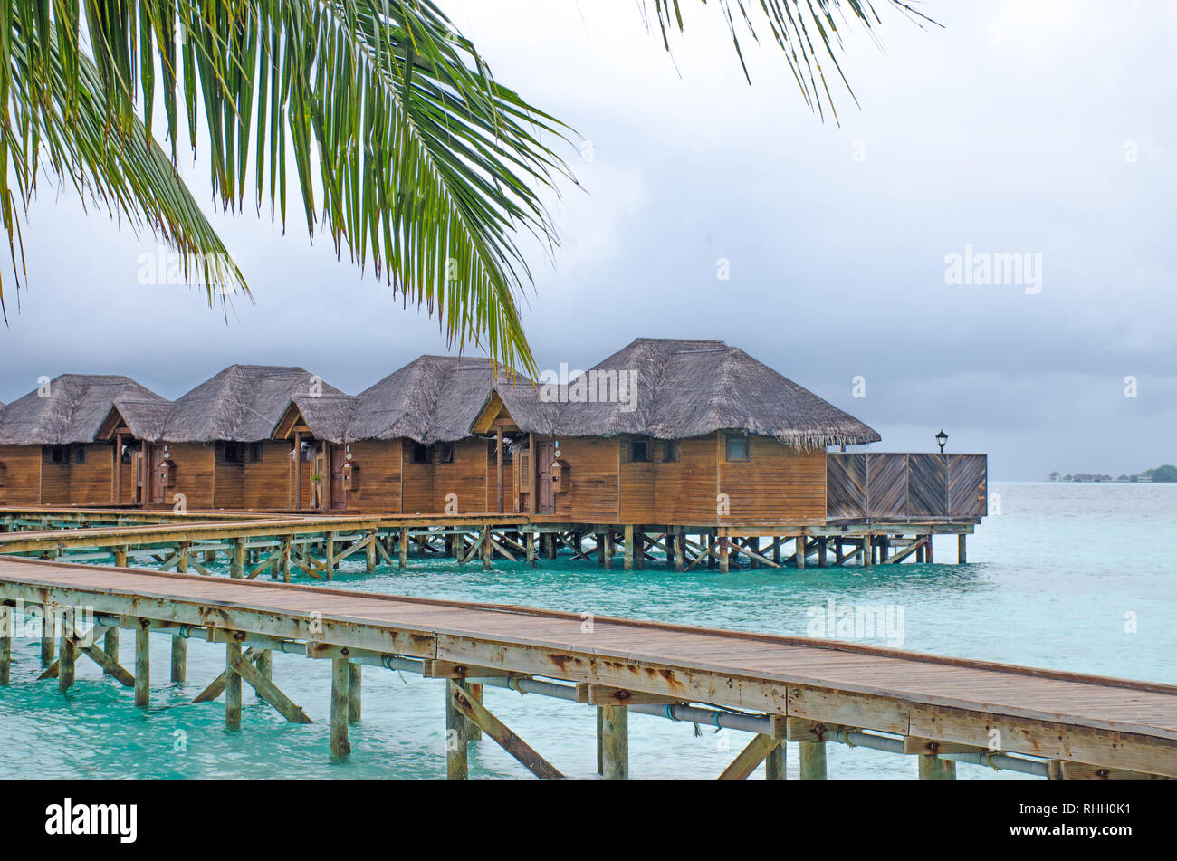 Die Insel Der Malediven Des Hauses Auf Fiholhohi Wasser Eine