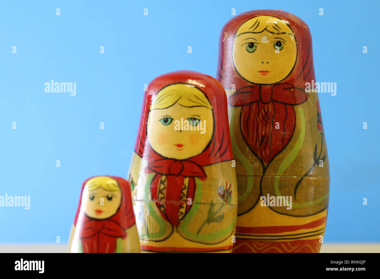 Russische Puppen in einer Zeile Stockfoto