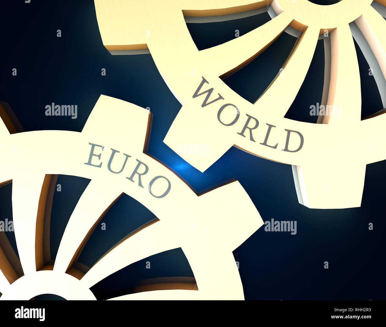 Weltausrüstung und Euro-Ausrüstung, enge Beziehungen und Zusammenarbeit Stockfoto
