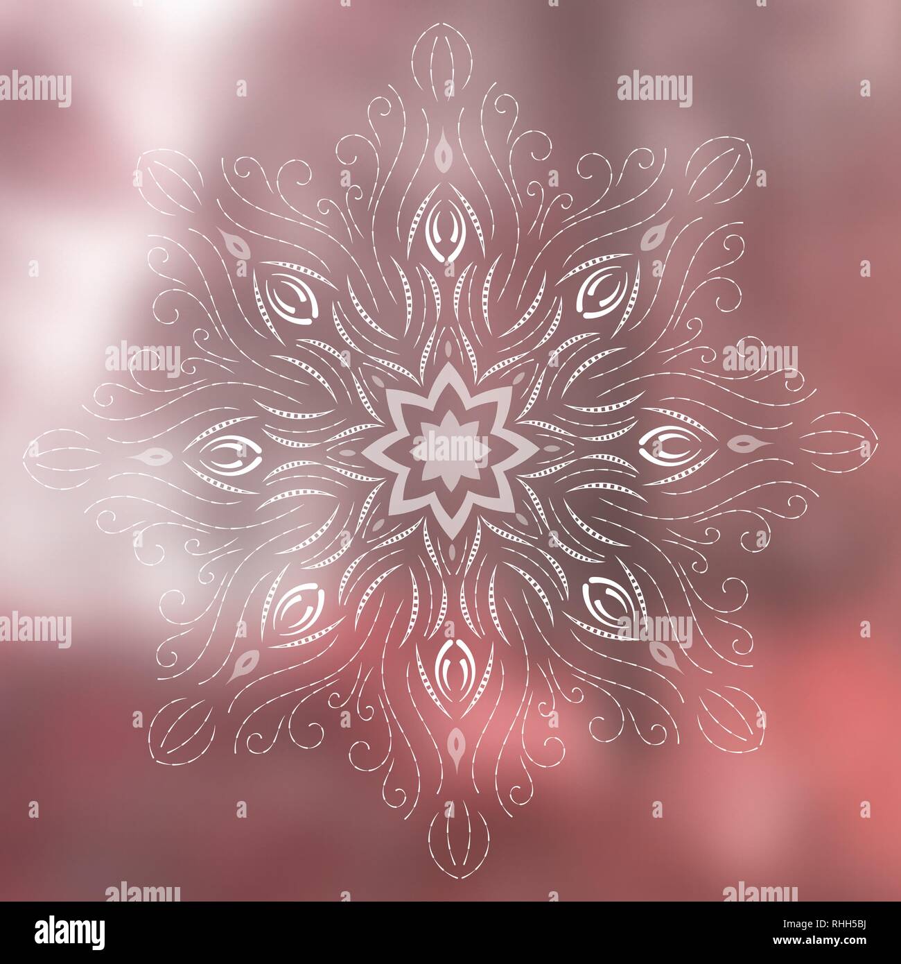 Mandala am Natur Hintergrund. Vektor boho Mandala in grün und rosa Farben. Yoga Template, Psychedelic, Psychologie Stock Vektor