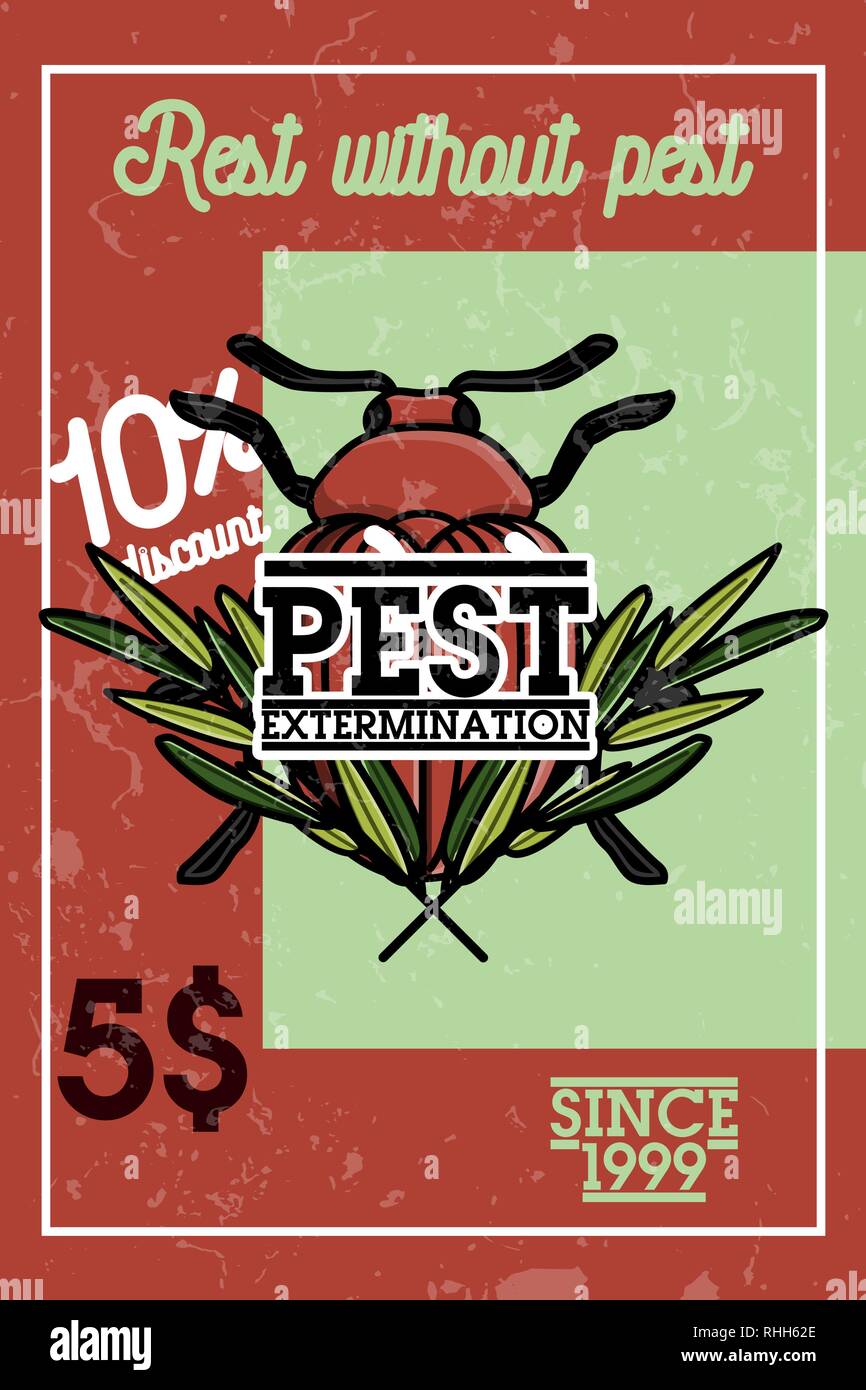 Schädlingsbekämpfung Banner mit EXTERMINATORS von Insekten in chemischen Schutzmaßnahmen mit Repellentien gegen Kakerlaken flachbild Vector Illustration Stock Vektor
