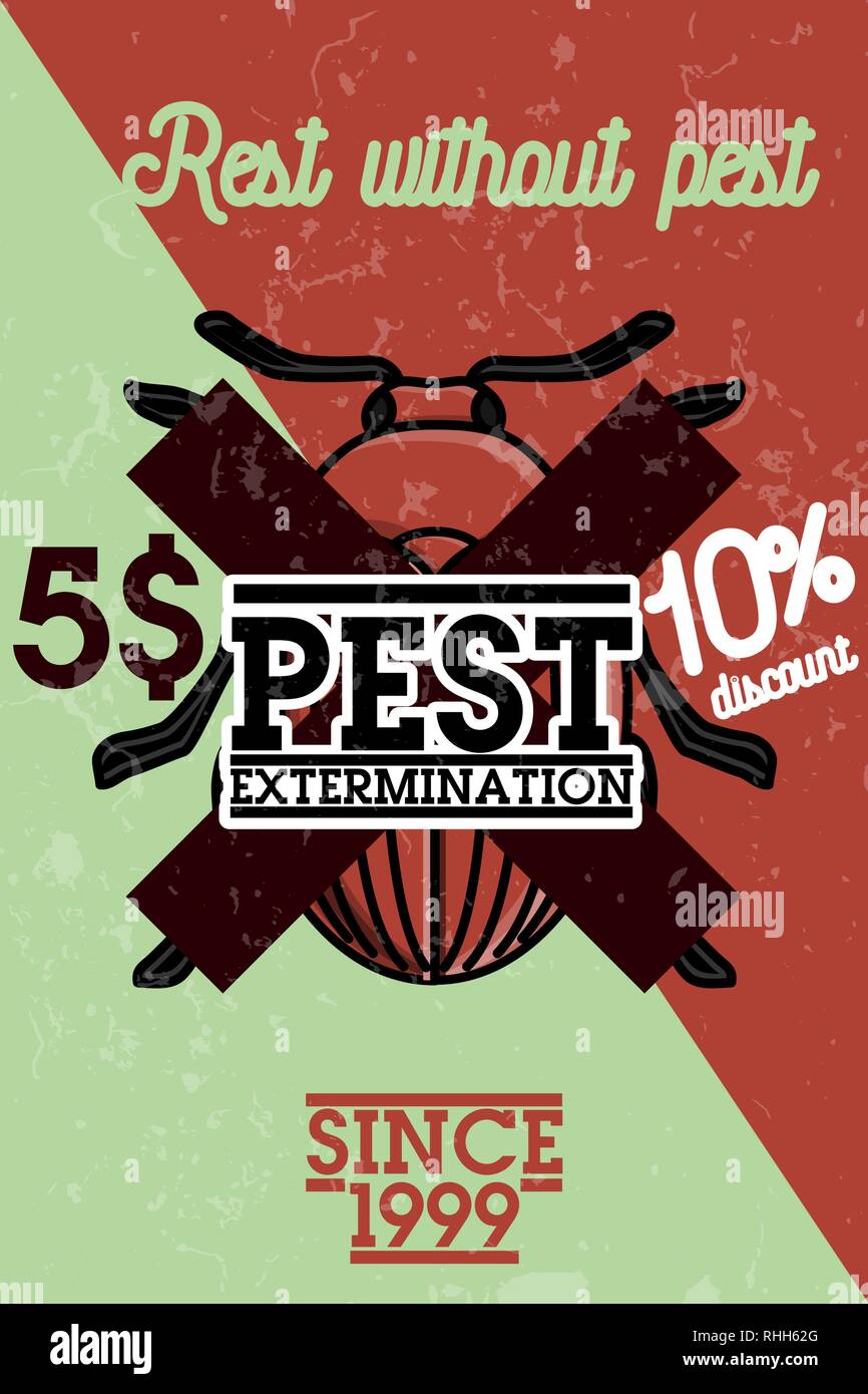 Schädlingsbekämpfung Banner mit EXTERMINATORS von Insekten in chemischen Schutzmaßnahmen mit Repellentien gegen Kakerlaken flachbild Vector Illustration Stock Vektor