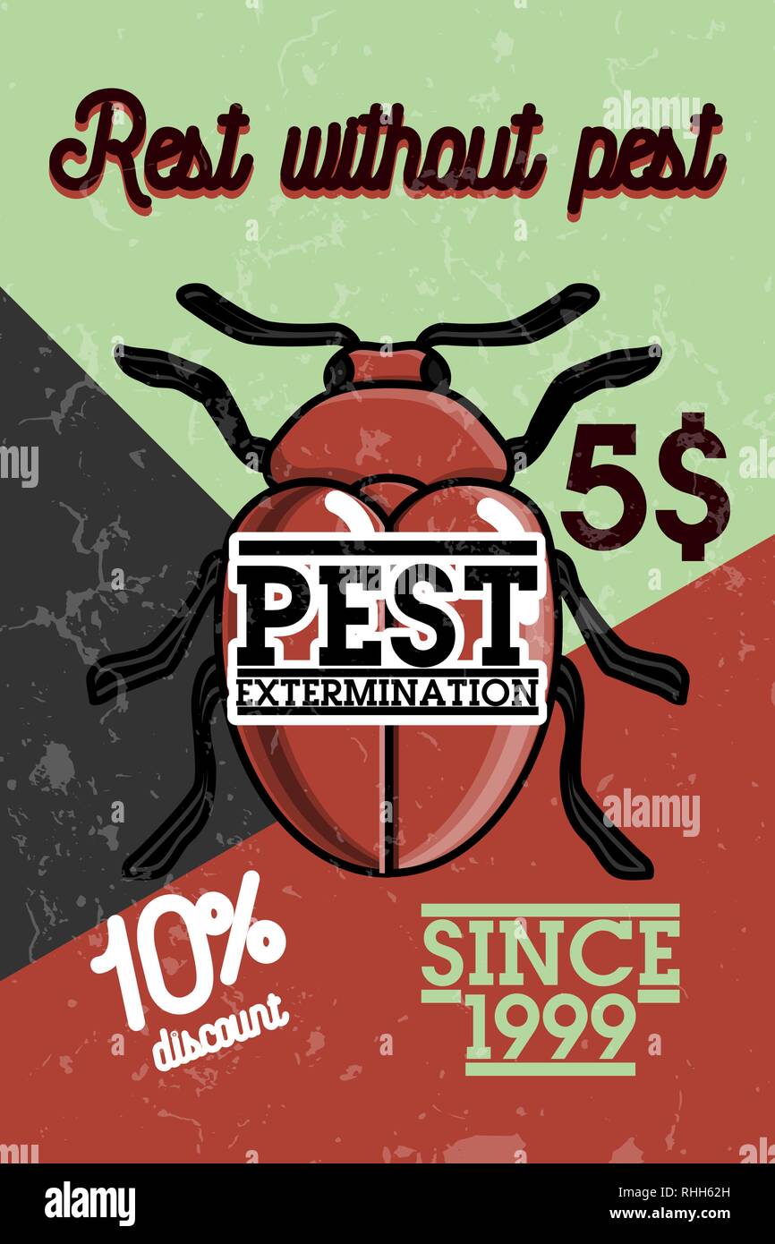 Schädlingsbekämpfung Banner mit EXTERMINATORS von Insekten in chemischen Schutzmaßnahmen mit Repellentien gegen Kakerlaken flachbild Vector Illustration Stock Vektor