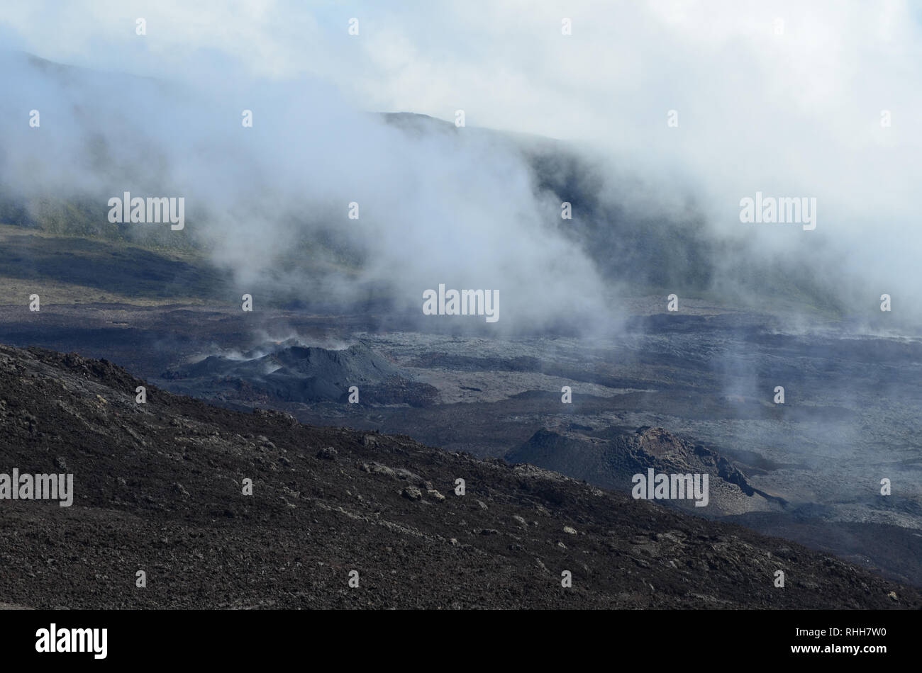 Mineral Landschaften am Piton de la Fournaise, Réunion Insel vulkanischen Massivs Stockfoto