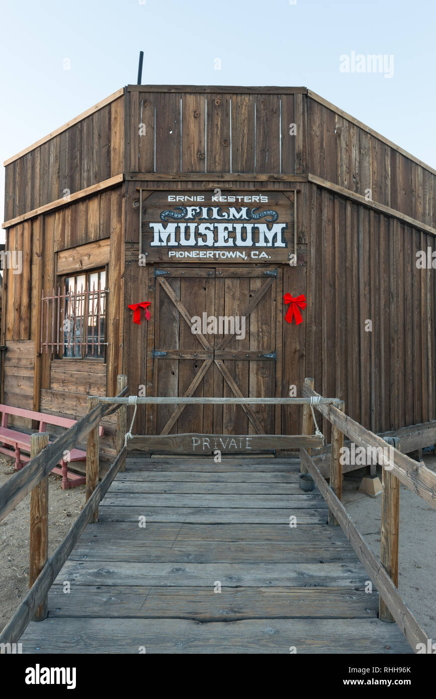 Pioneertown Film Museum Gebäude aus Holz, die in Kalifornien, USA Stockfoto