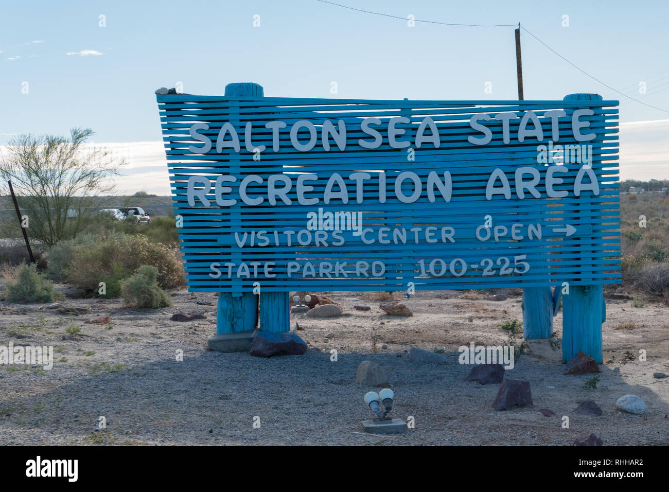 Salton Sea State Recreation Area Road Sign, Kalifornien, USA Stockfoto