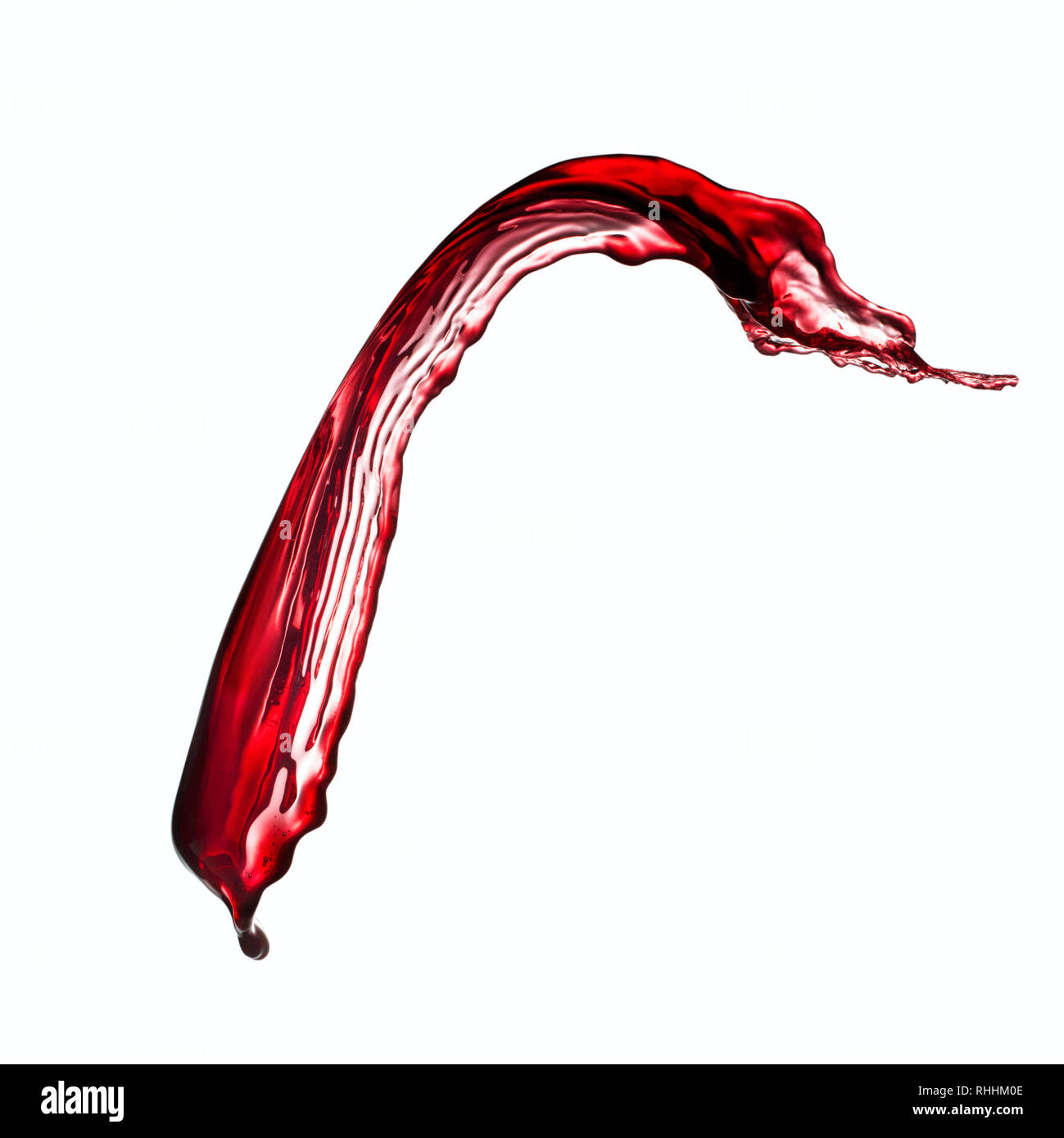 Einzelne rote Wein splash auf weißem Hintergrund Stockfoto
